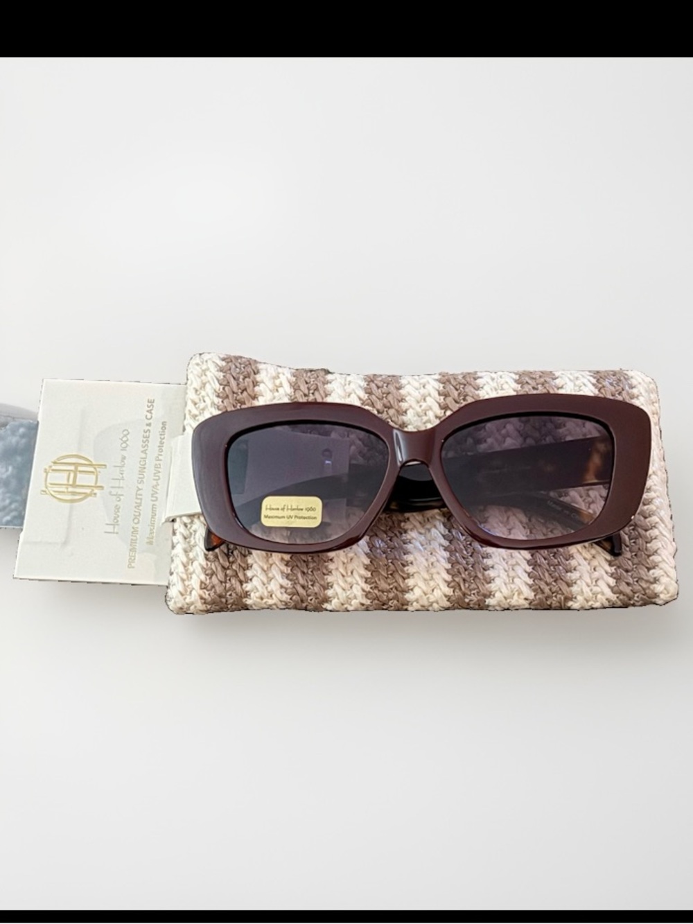 House of Harlow 1960 Women’s Cat Eye Sunglasses Brown Tinted UVA-UVB w/Case